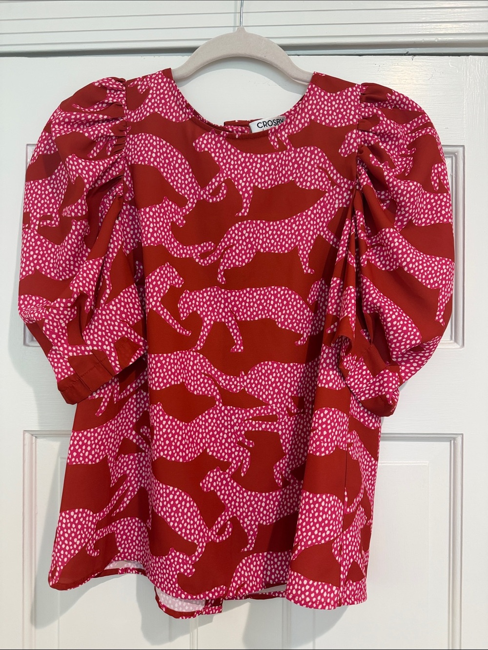 Crosby Red & Pink Puff Sleeve Blouse